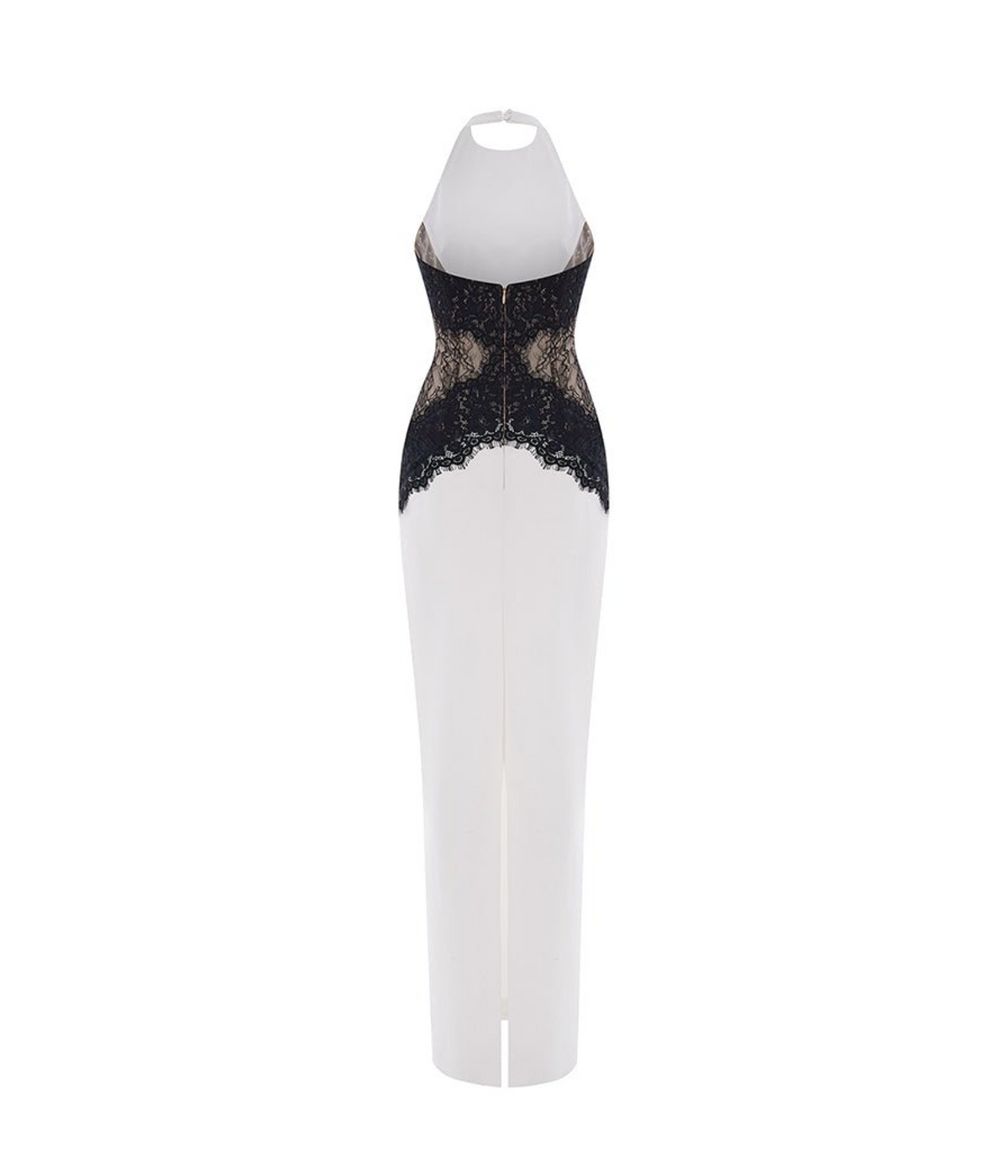 Crepe and lace maxi dress