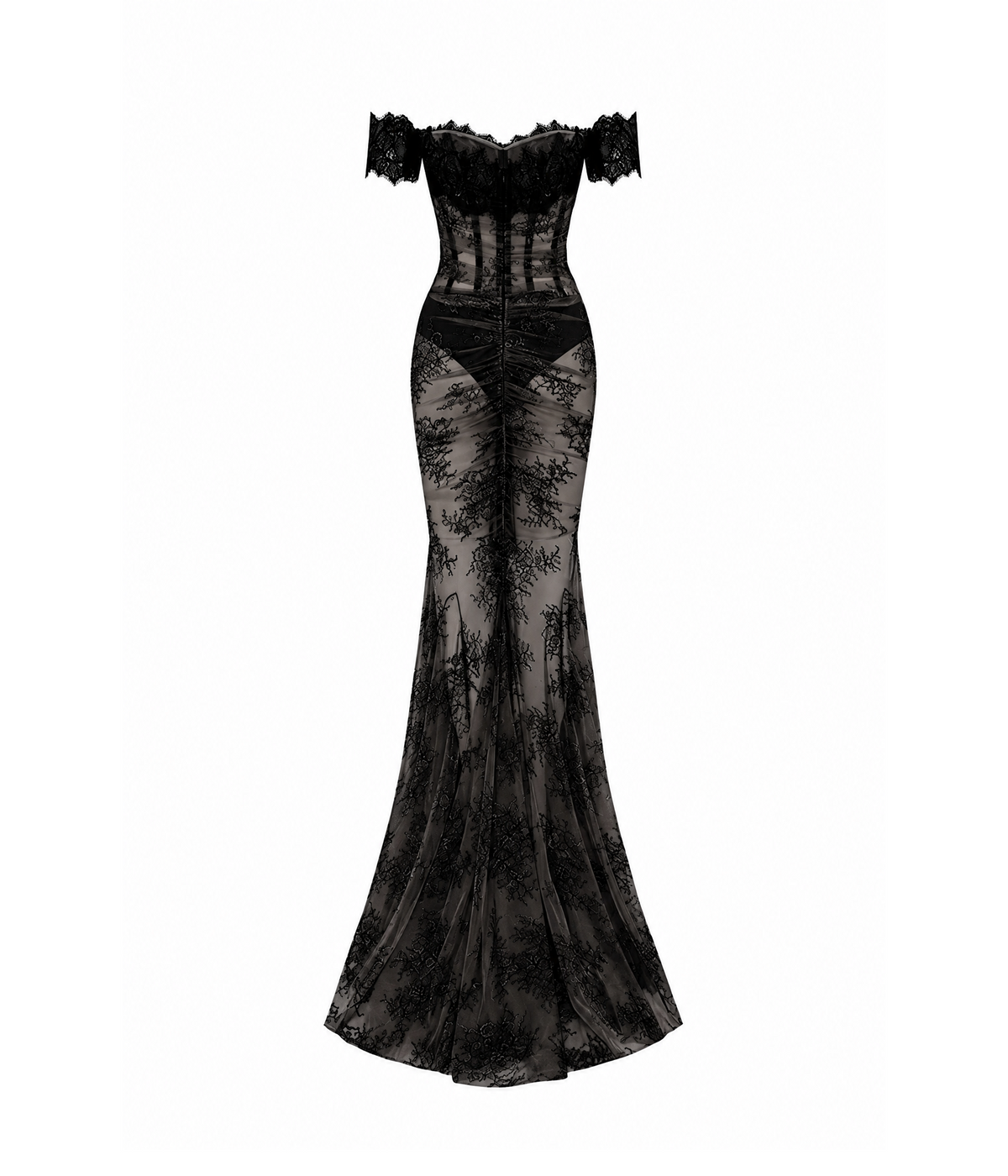 Off-the-shoulder corset lace gown