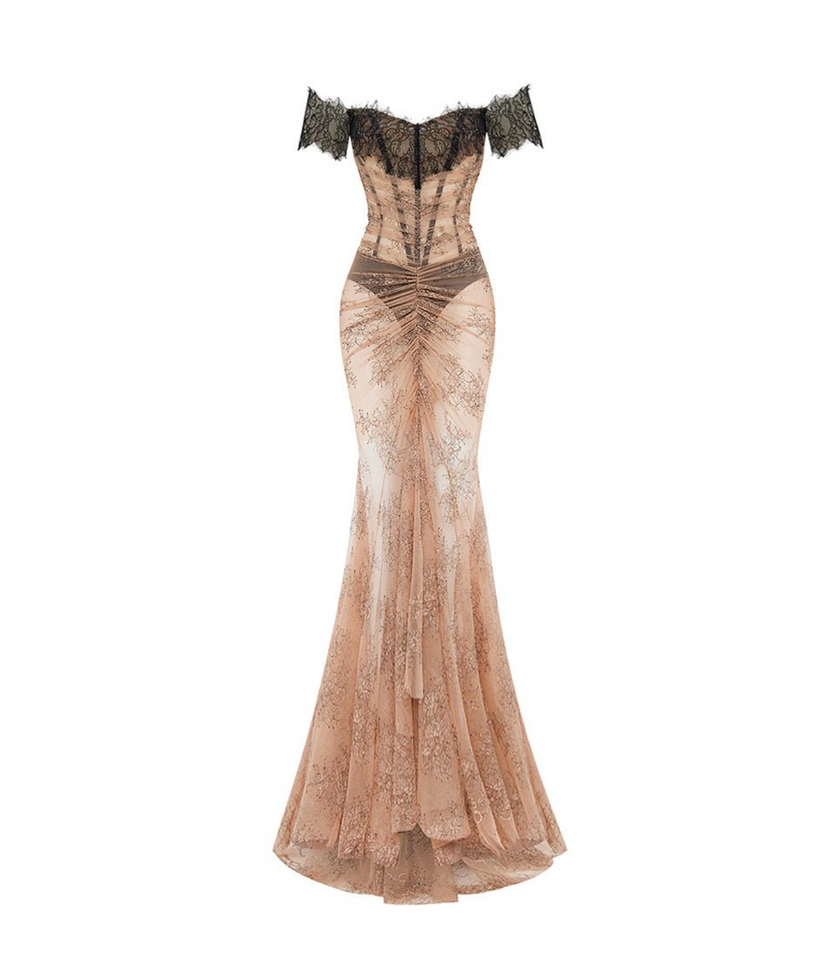 Off-the-shoulder corset lace gown