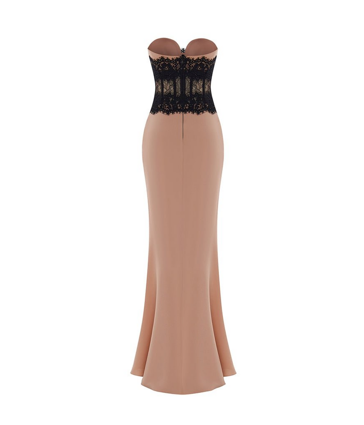 Crepe and lace corset maxi dress