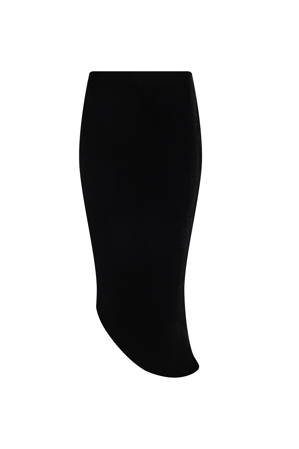 Asymmetrical velvet midi skirt