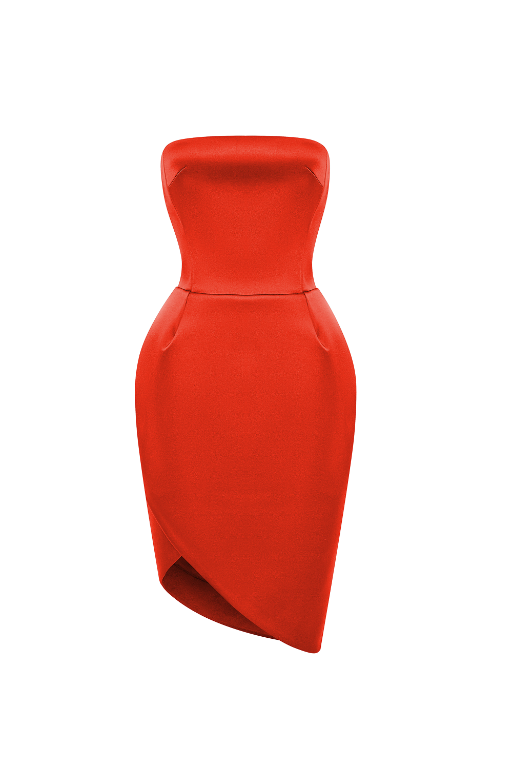 Satin mini dress with a voluminous skirt