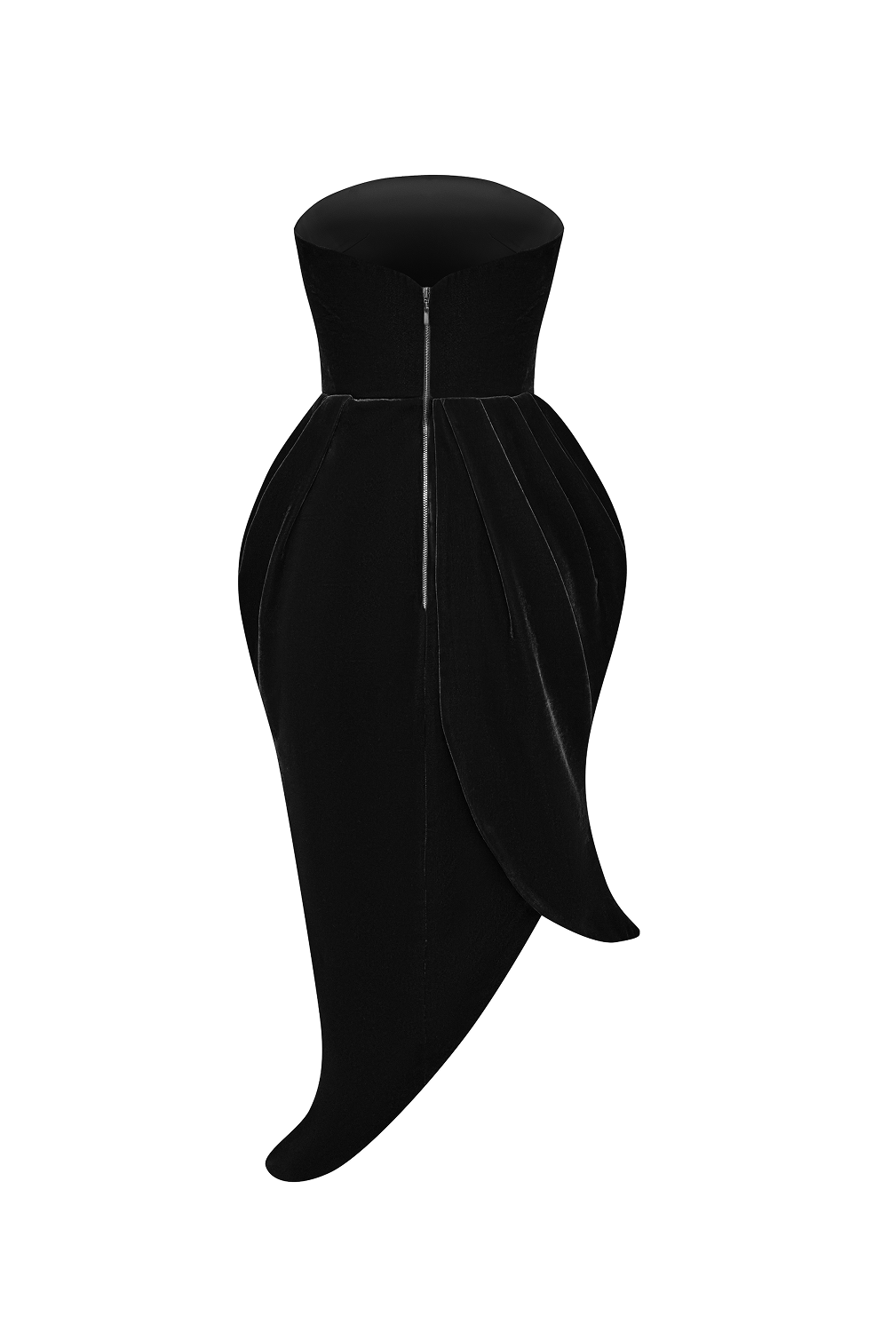 Asymmetrical velvet corset midi dress
