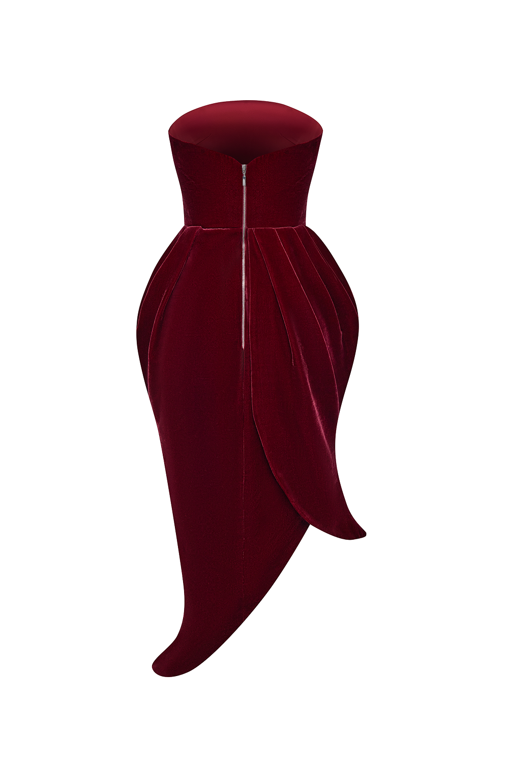 Asymmetrical velvet corset midi dress