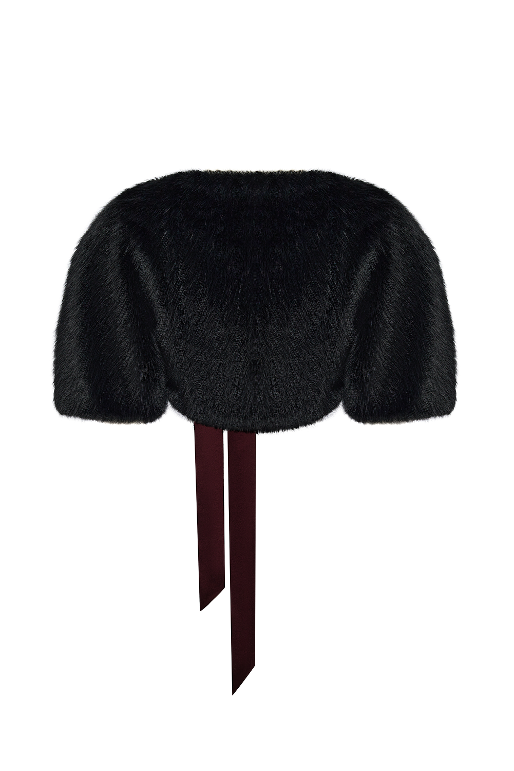 Cropped faux fur bolero with a satin bow