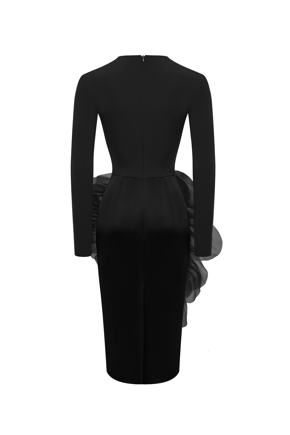 Knit midi dress with a silk organza flower