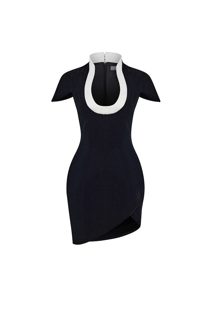 Velvet and satin mini dress