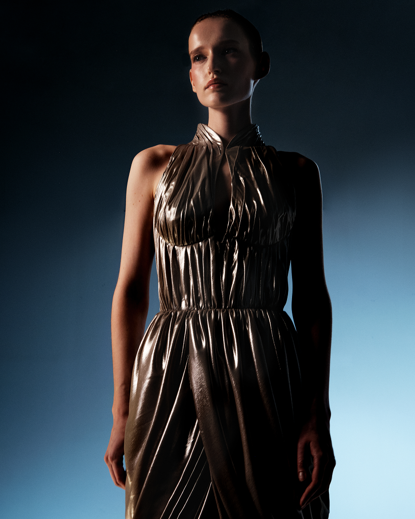 Draped chiffon mini dress