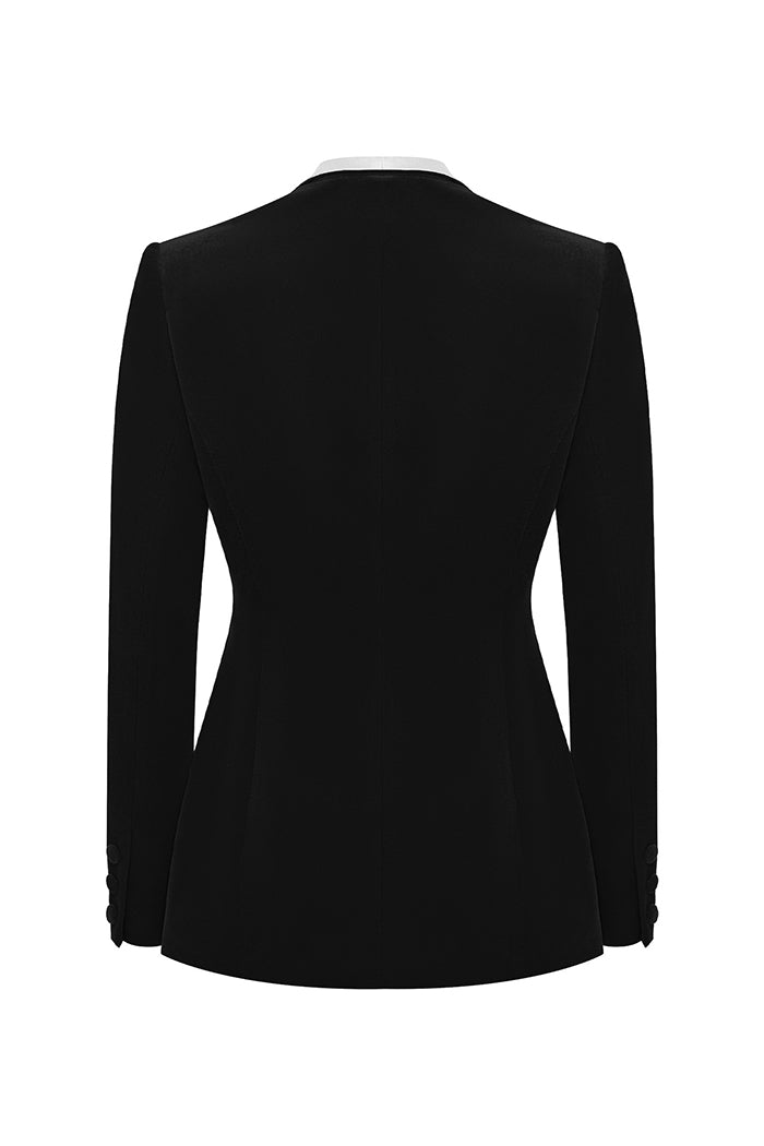 Single-breasted velvet and satin jacket