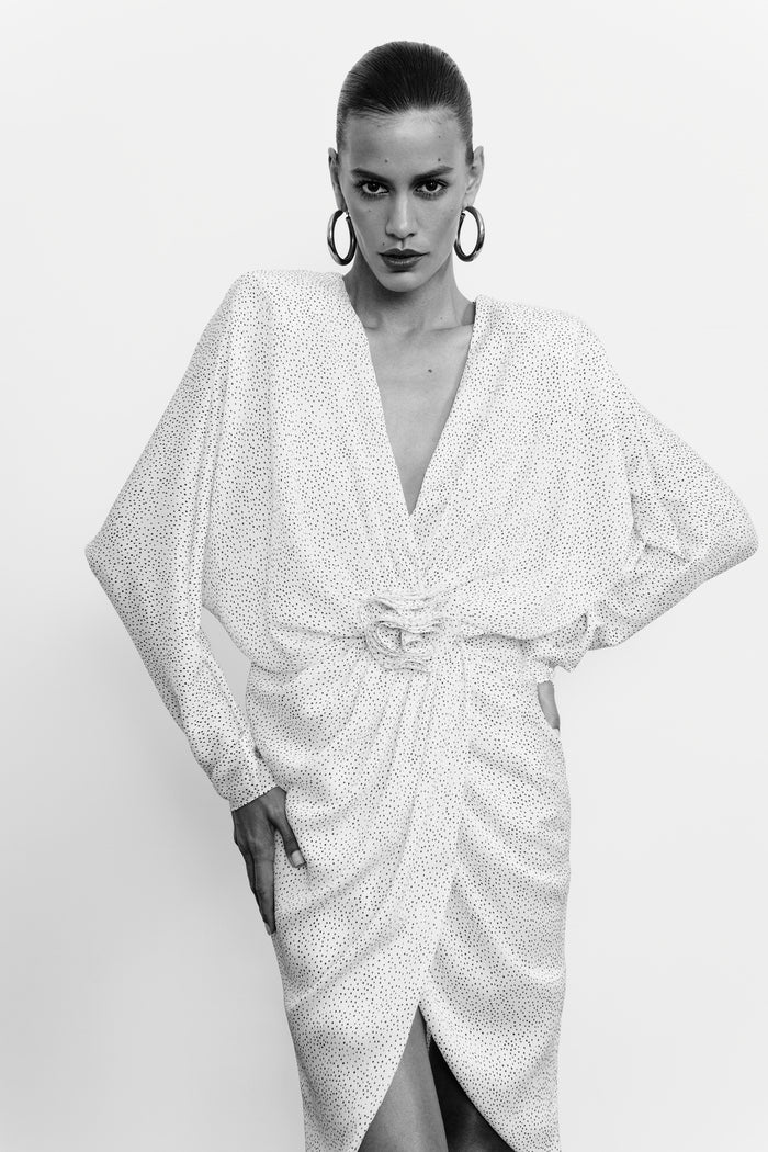 Draped chiffon midi dress