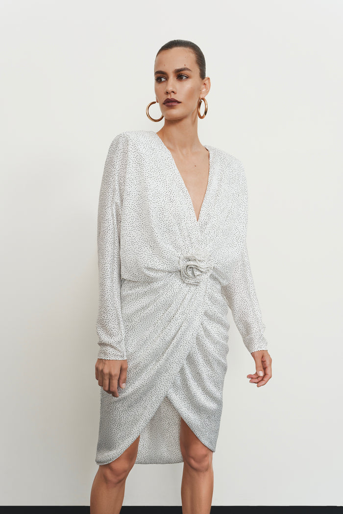 Draped chiffon midi dress