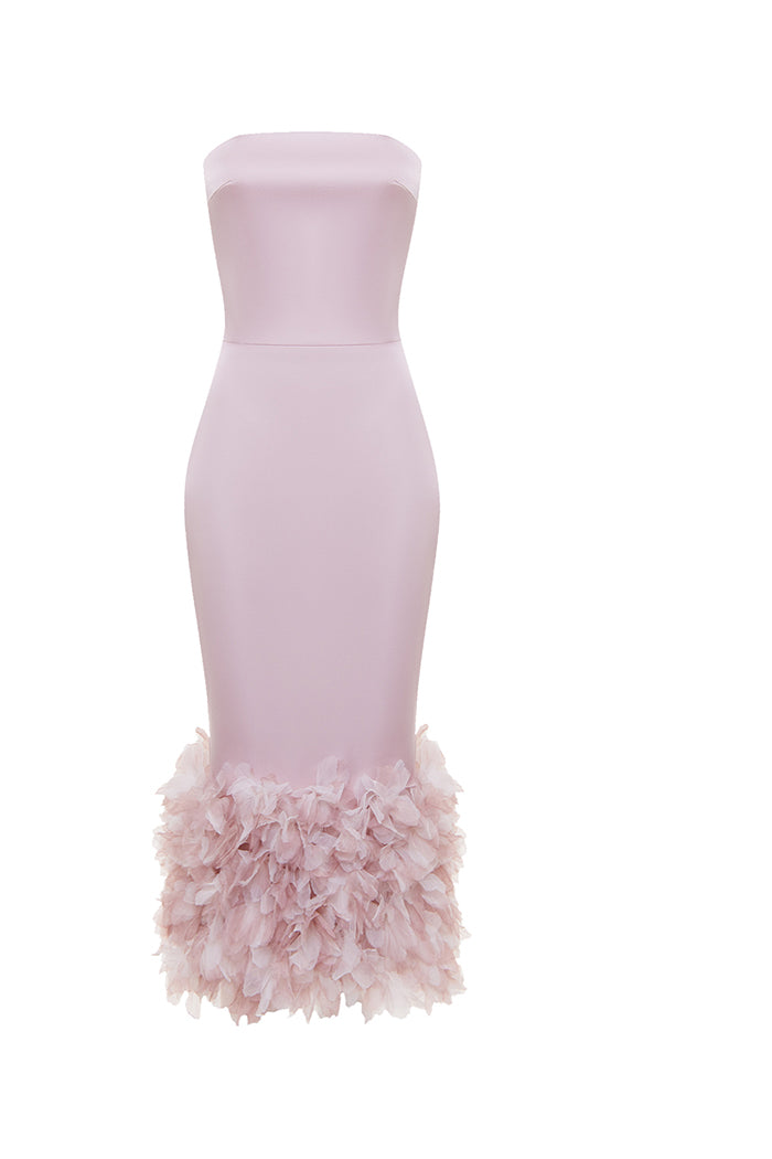 strapless open back dress Satin Midi Dress 38 (FR) / Light Pink