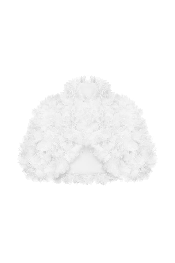 Cropped bolero with a floral trim white 065BL002 – RASARIO