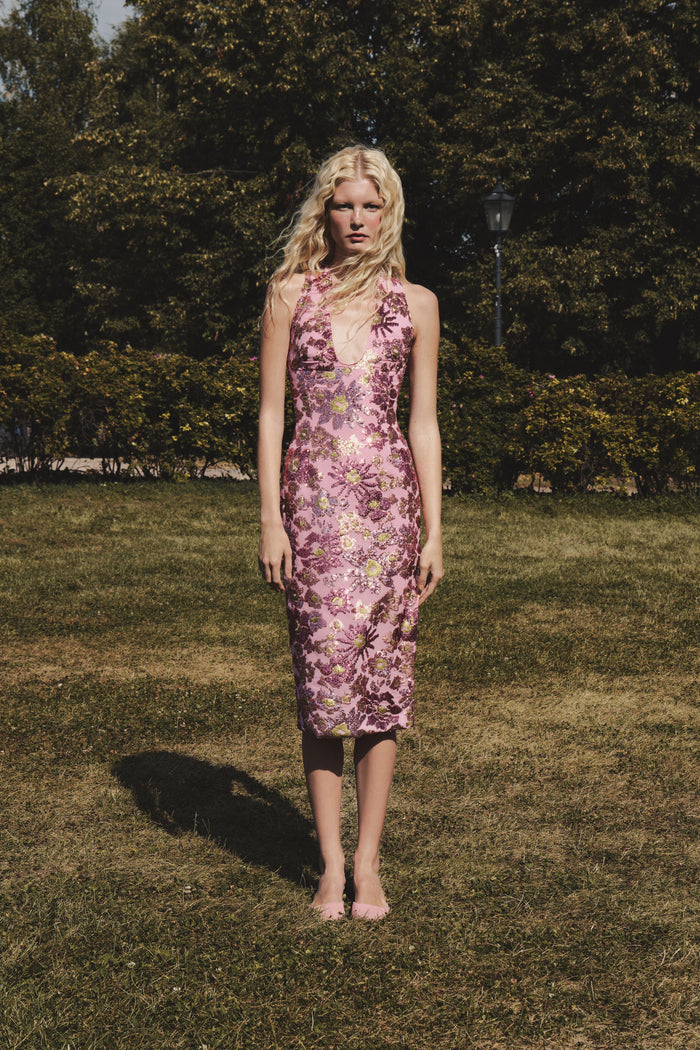 Sequin-embellished chiffon midi dress