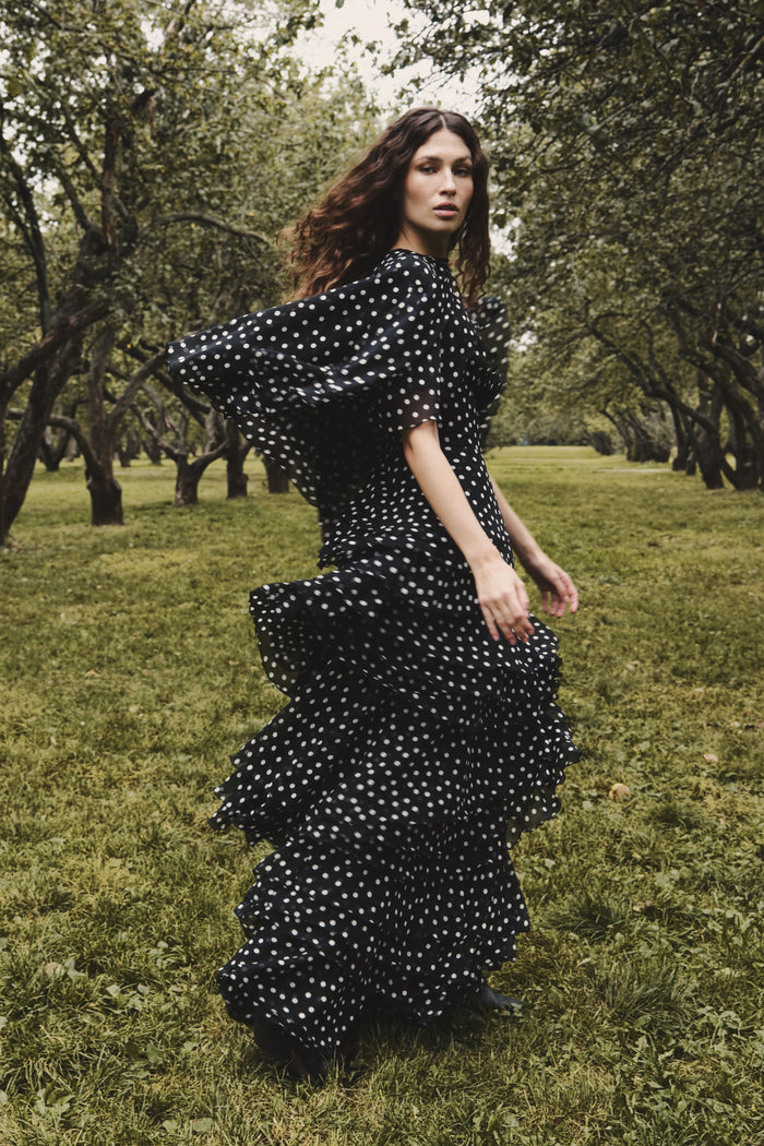 Chiffon maxi dress with bolero