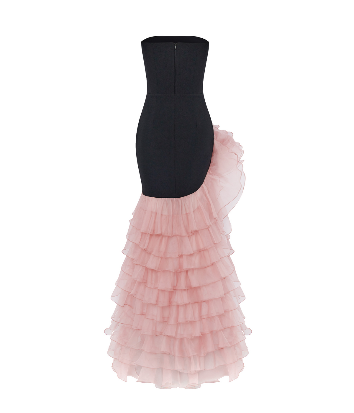 Crepe and chiffon maxi dress with a voluminous flower