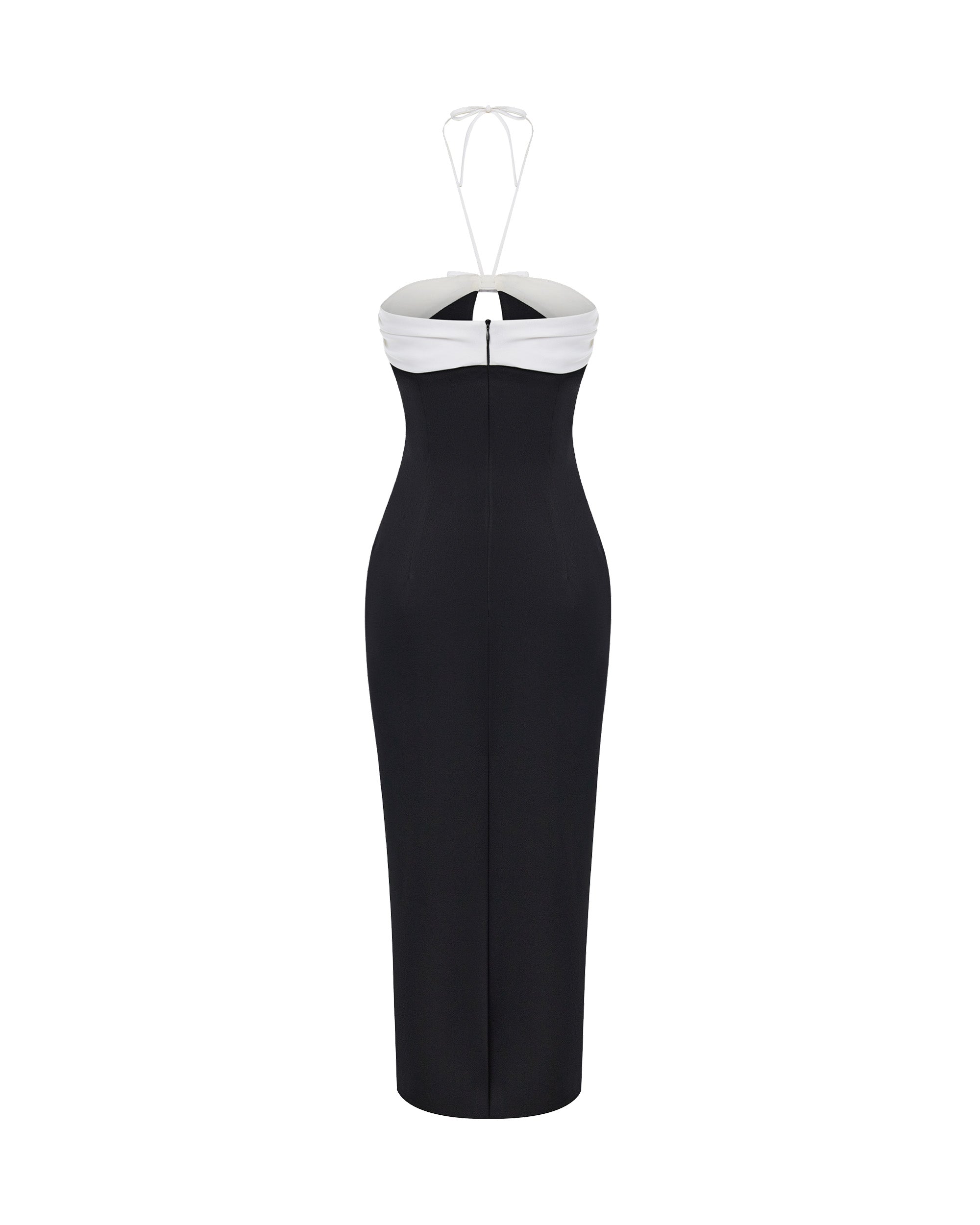 Satin midi dress with a cutout