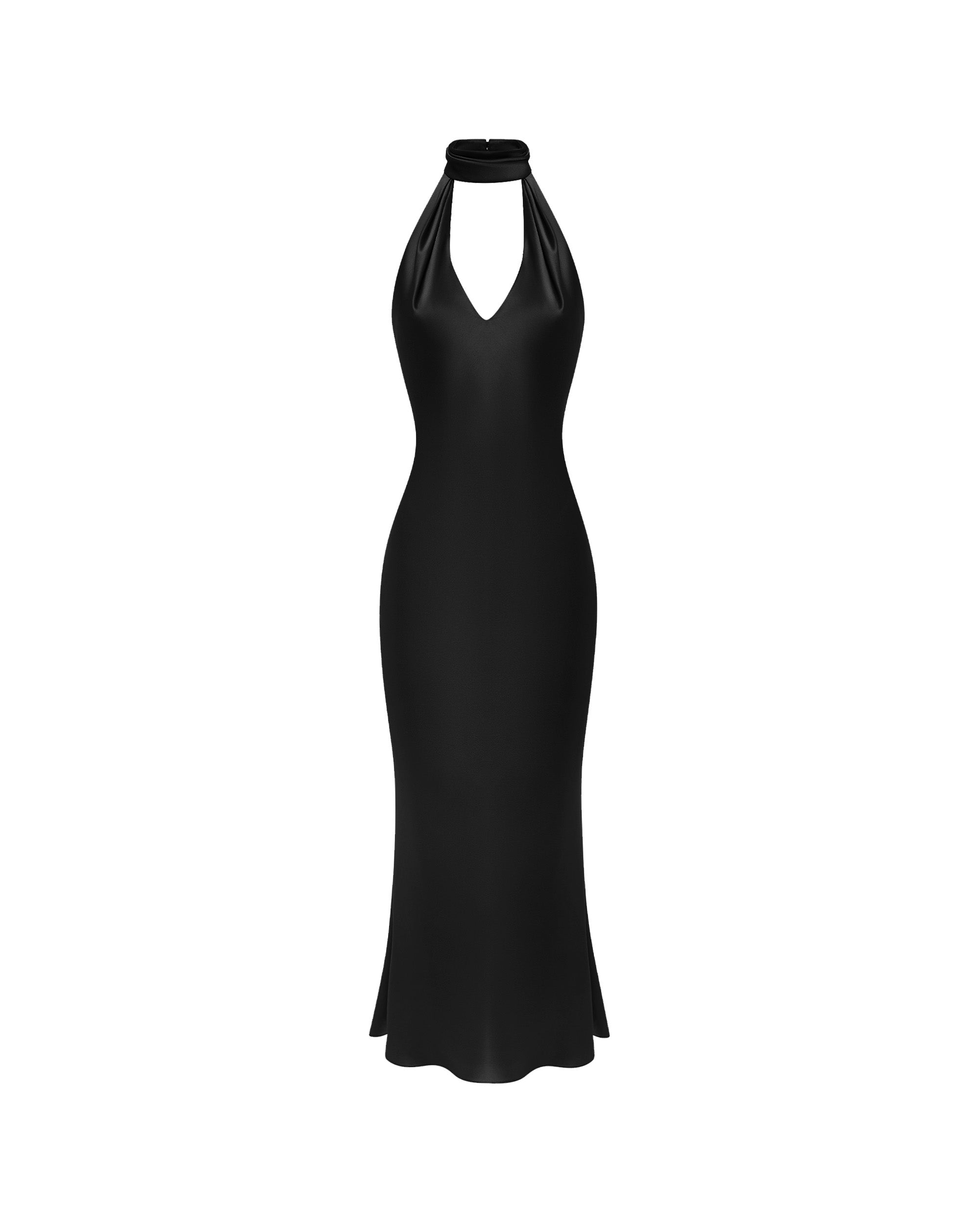 Satin midi dress with a cutout 44 (FR) / Black Satin midi dress with a cutout 44 (FR) / Black