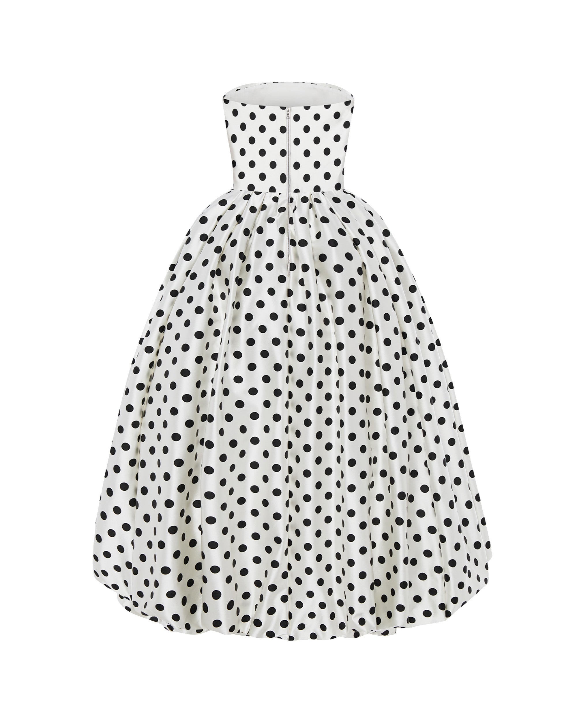 Satin midi dress with a voluminous skirt