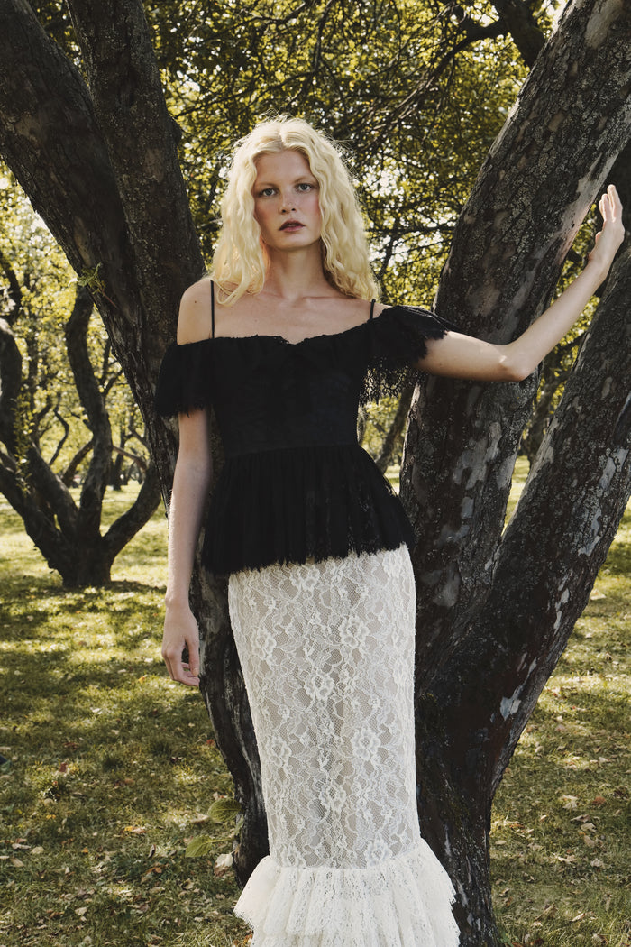 Lace peplum top