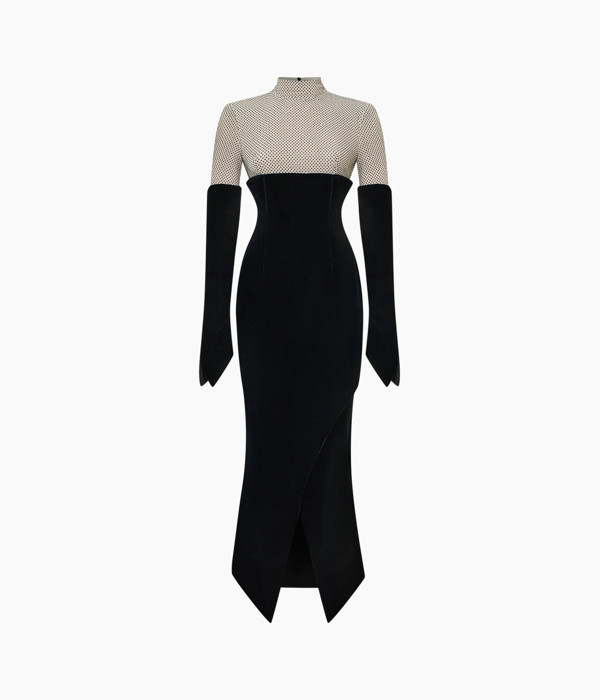 Crystal-Embellished Velvet Midi Dress