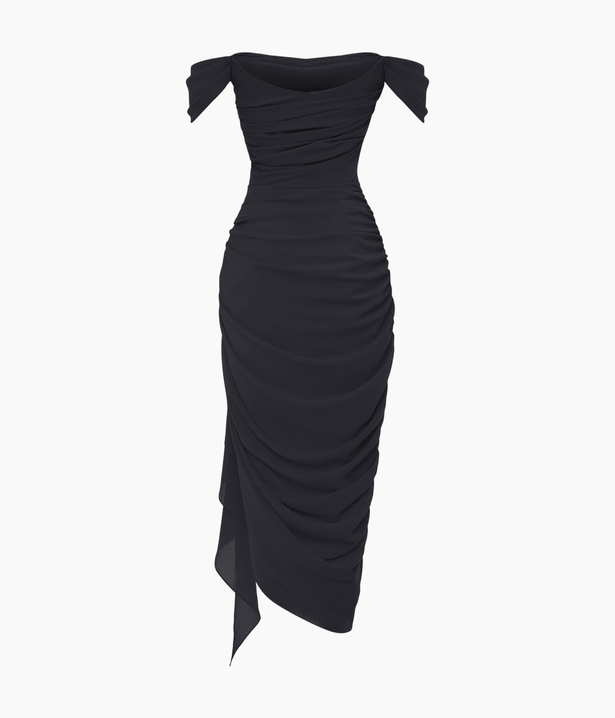 Off-shoulder dress with draping