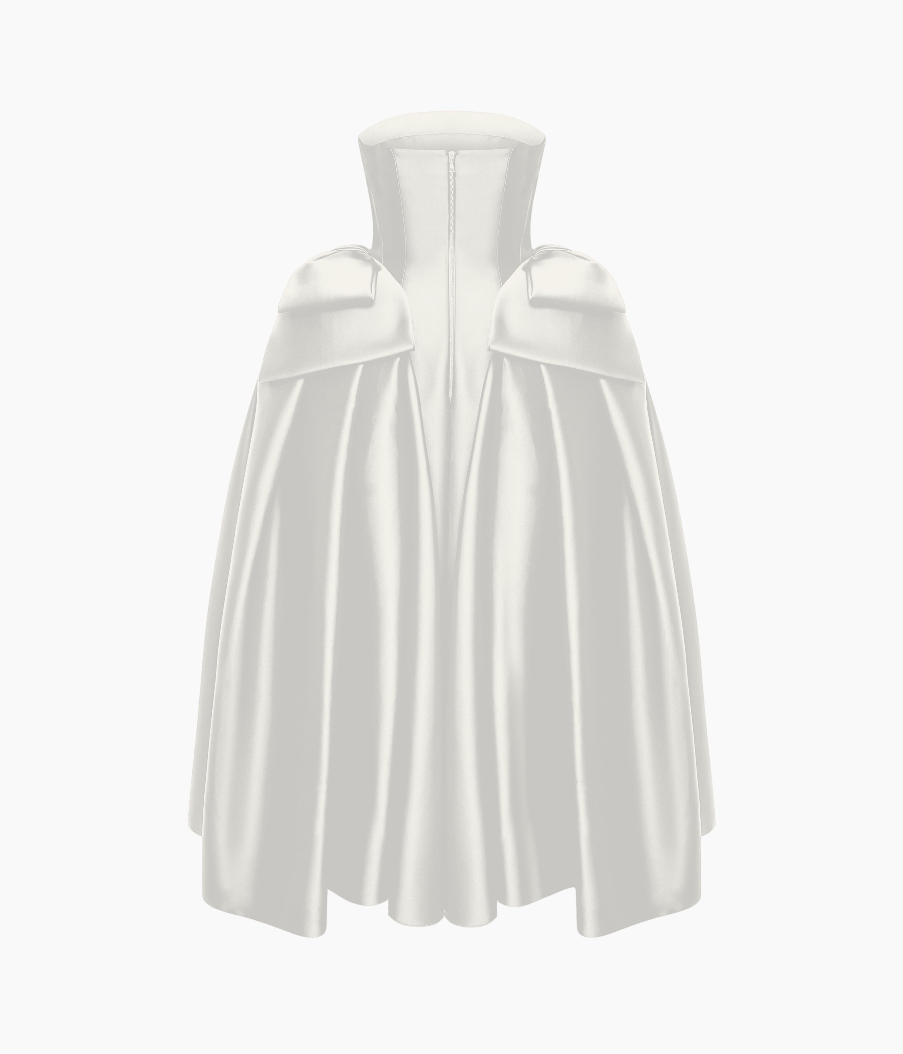 Satin Midi Dress with Sculptural Bow Details