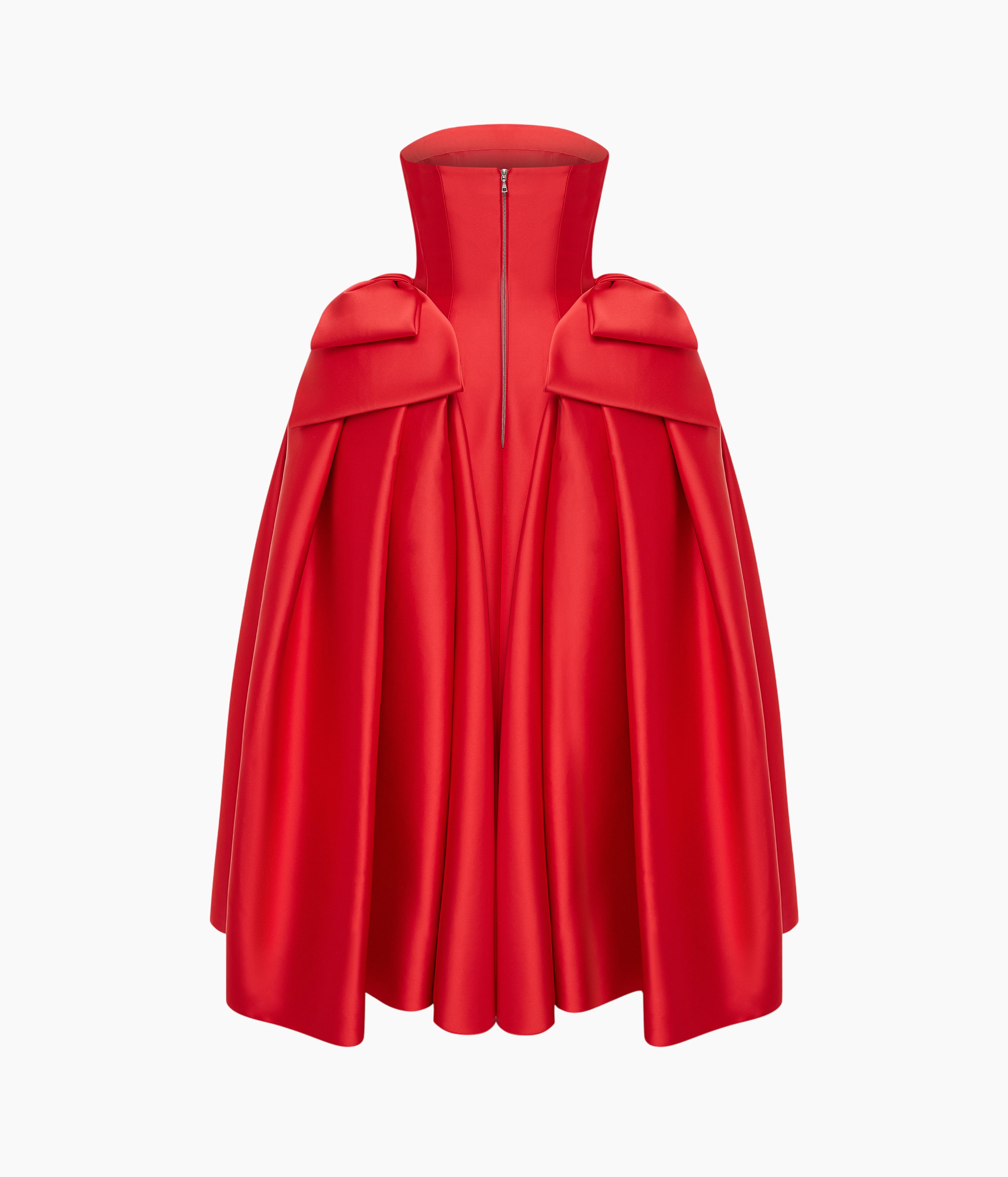 Satin Midi Dress with Sculptural Bow Details