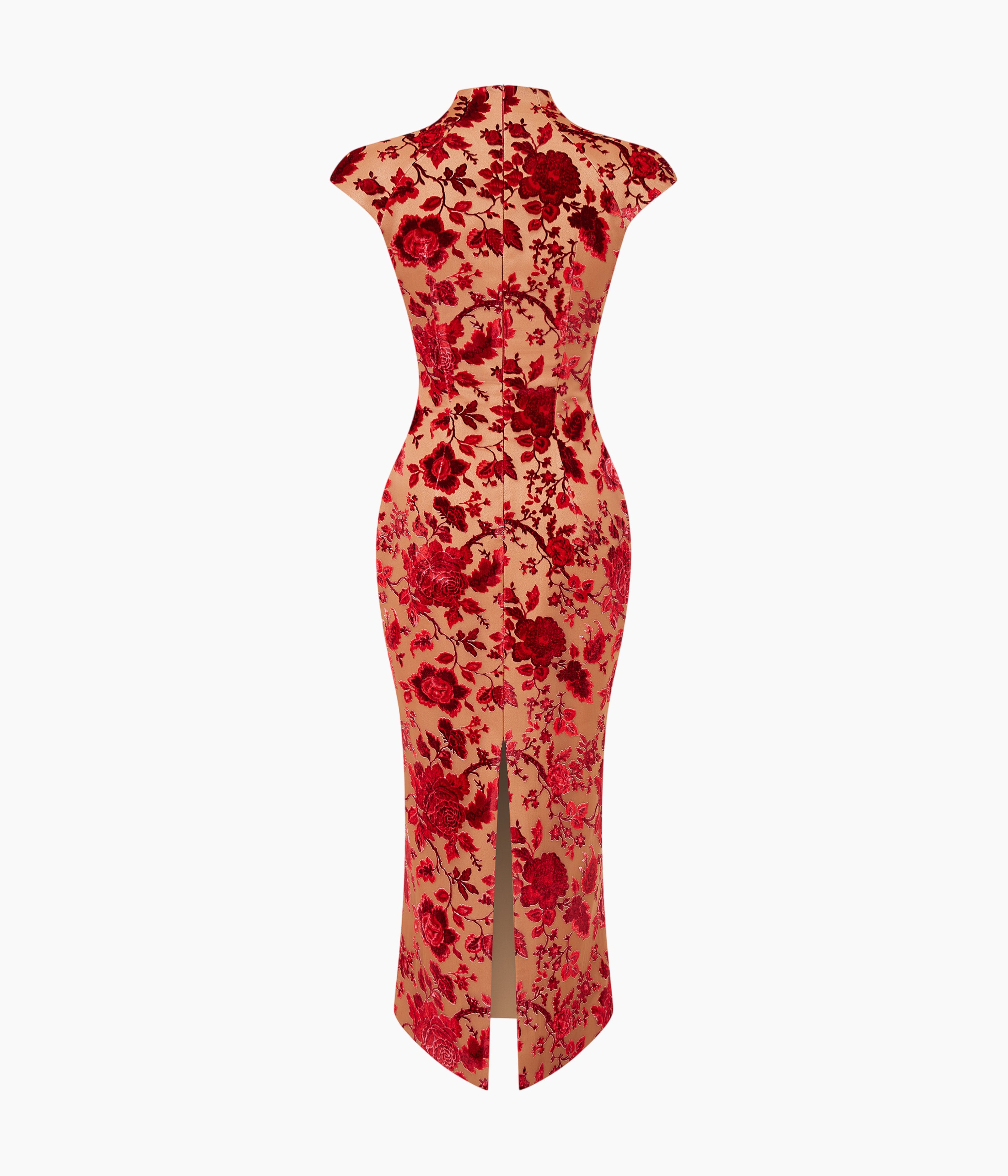Devoré Velvet Midi Dress with Lacing