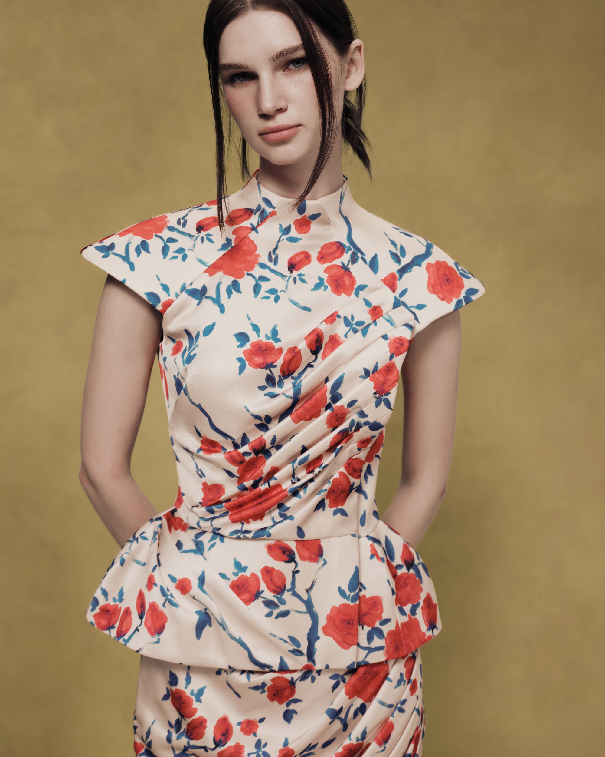 Crepe Satin Draped Top