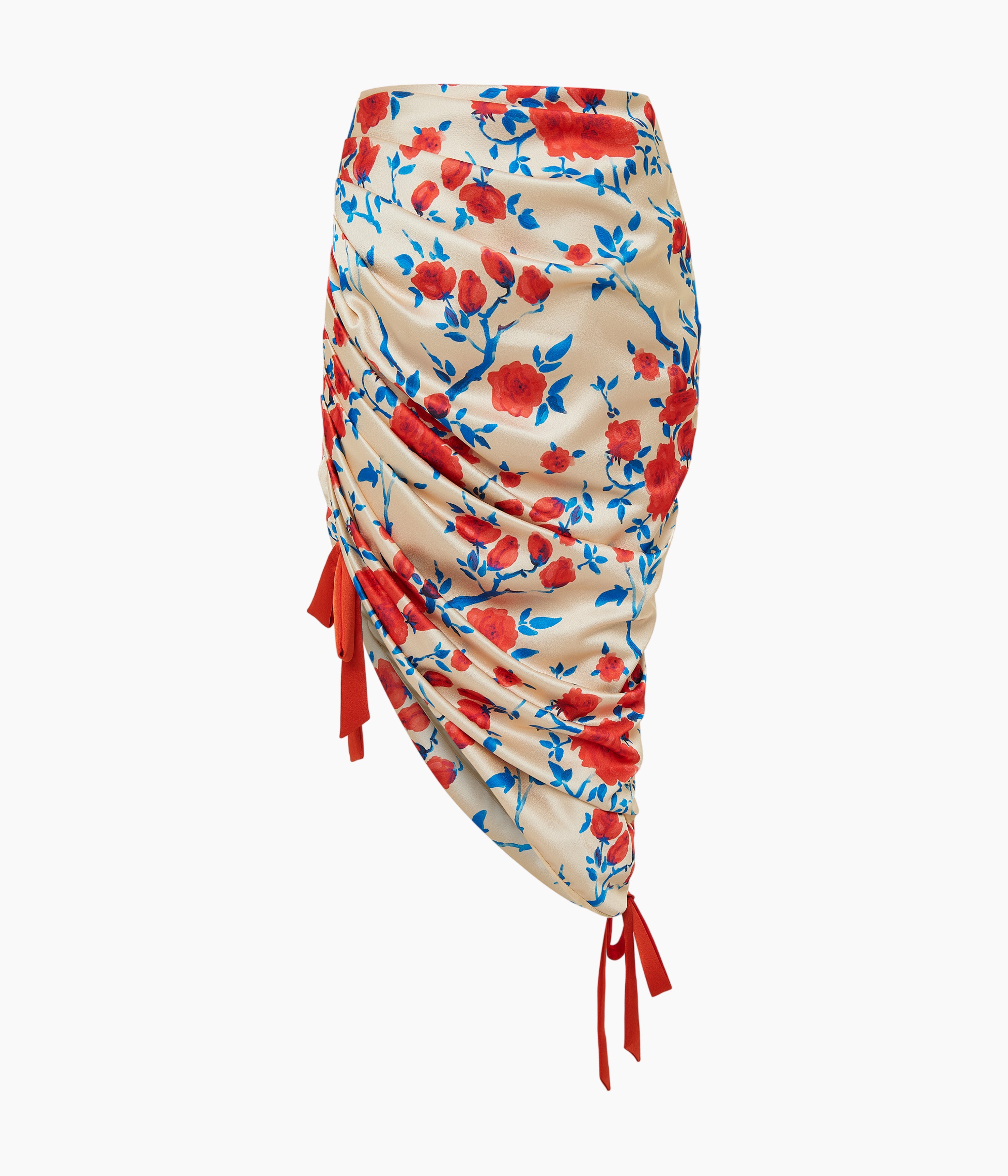 Printed Crepe Satin Draped Skirt