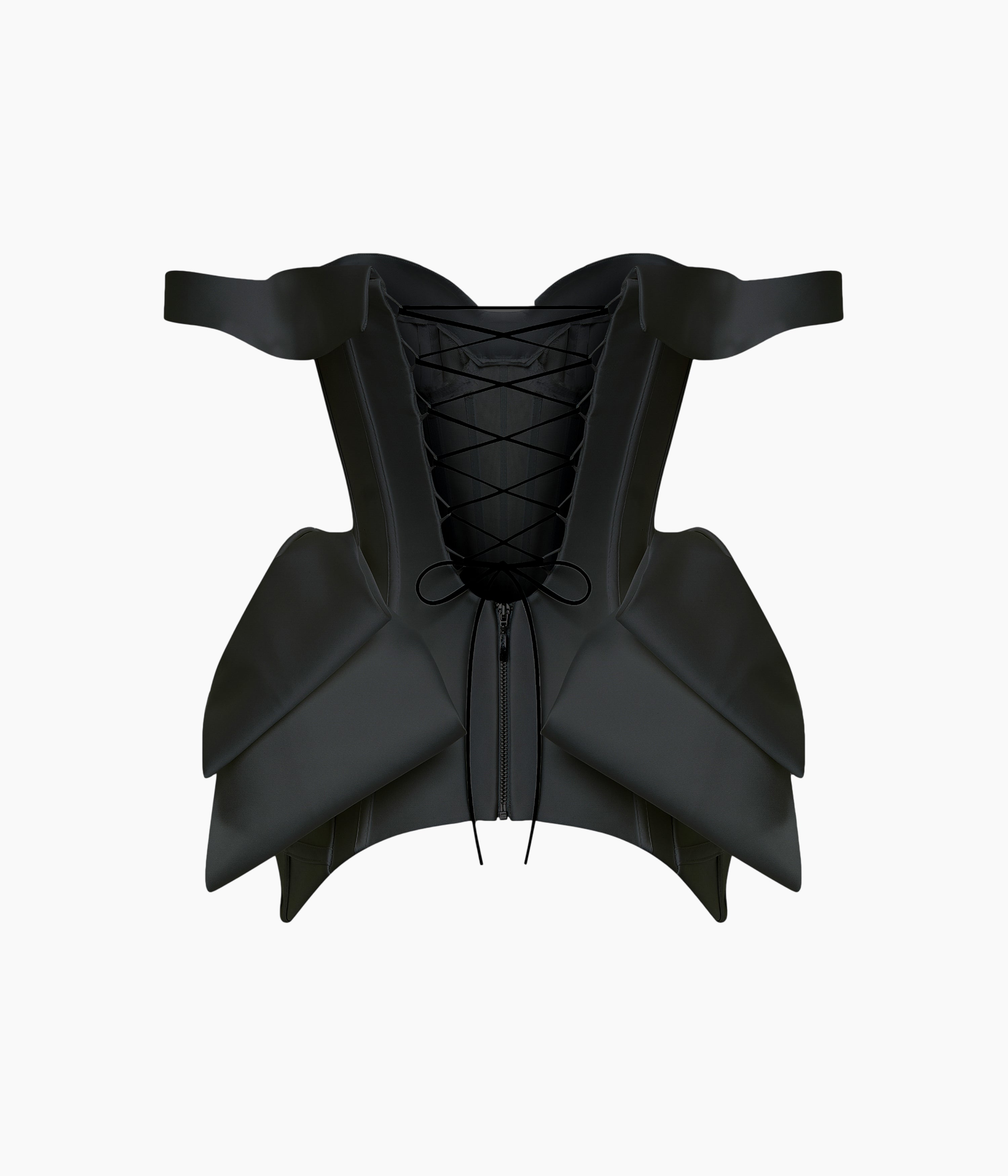 Laced Satin Corset with Panniers and Bows