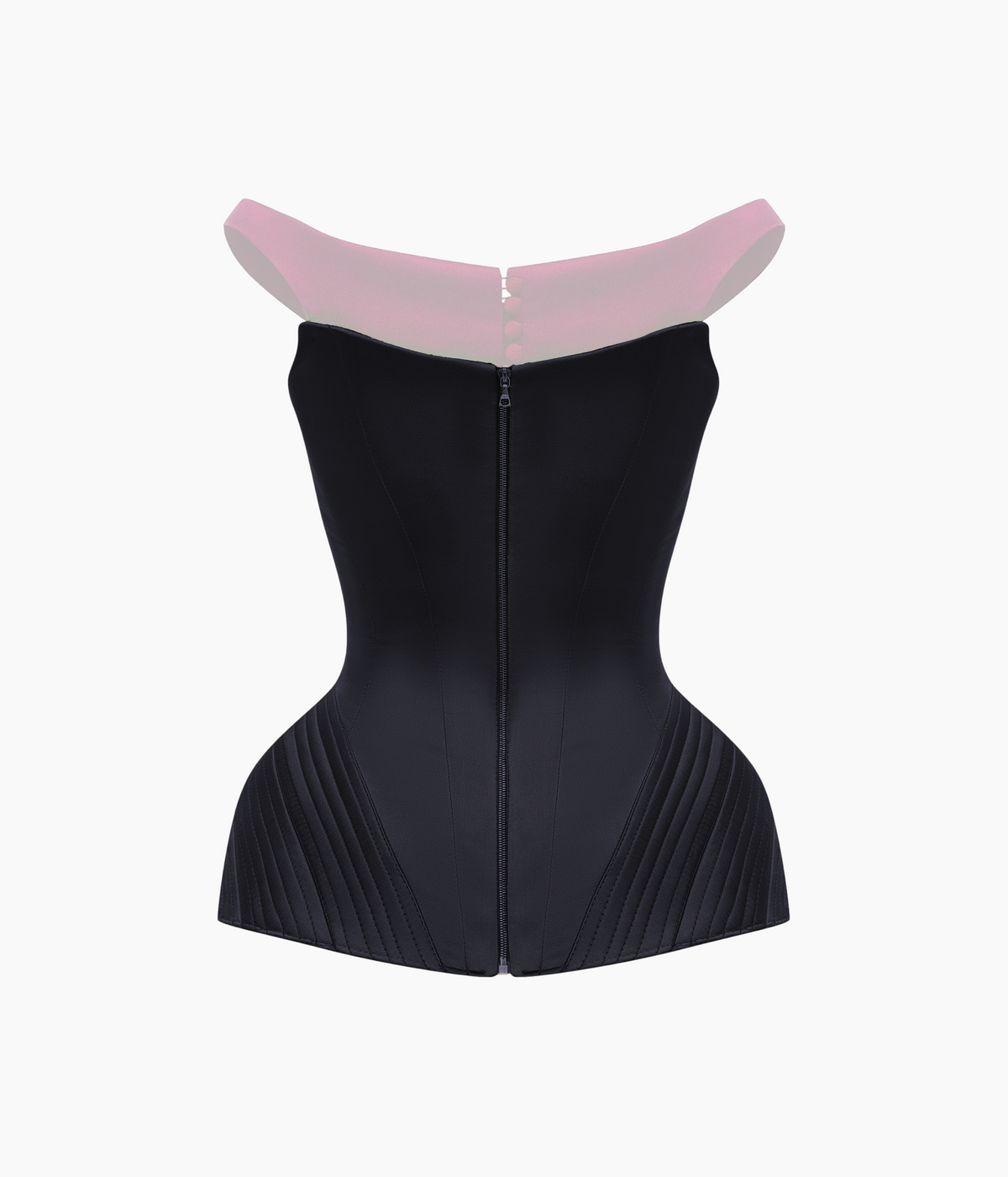 Corset with wide straps and a brooch