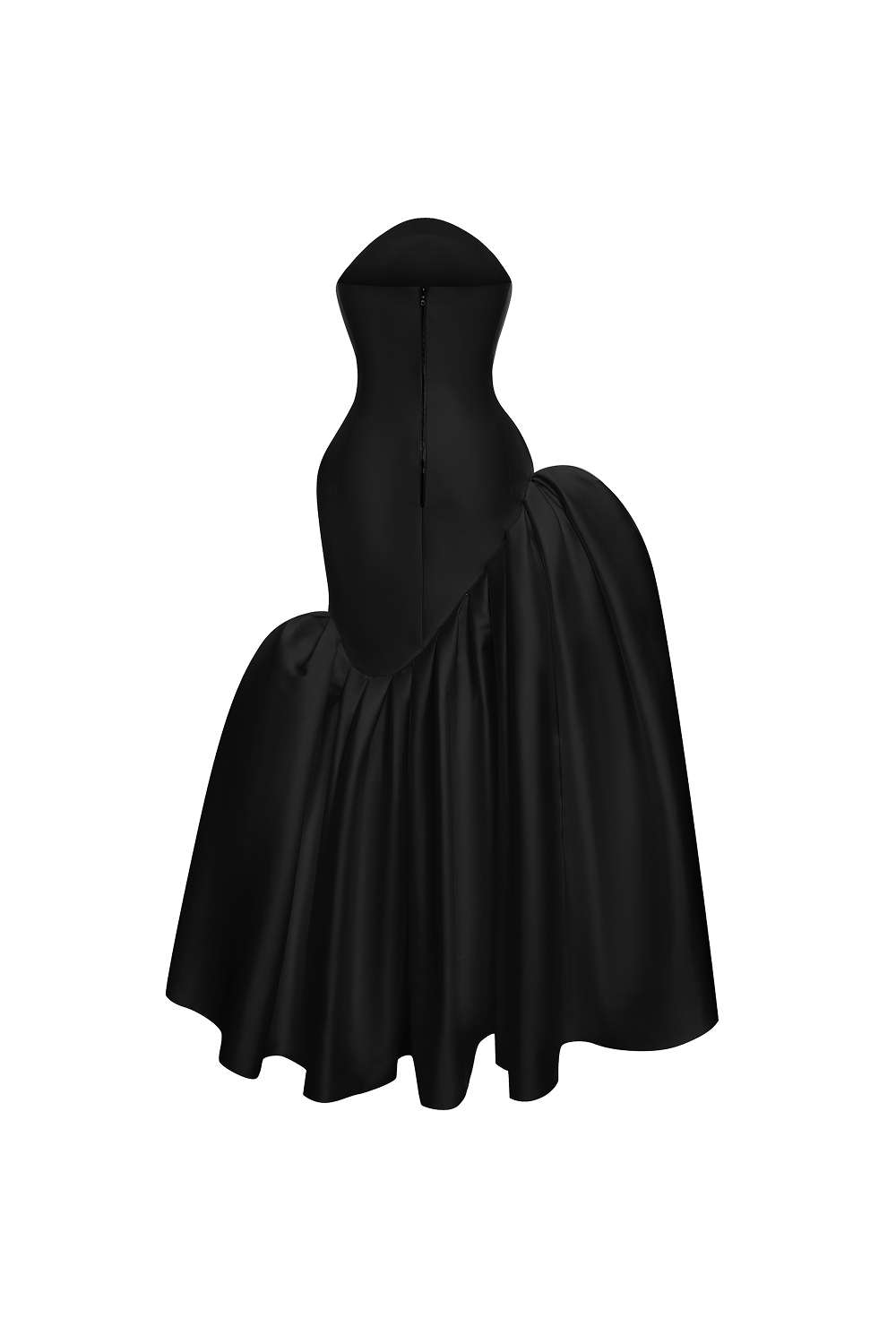 Asymmetric structured satin corset maxi dress