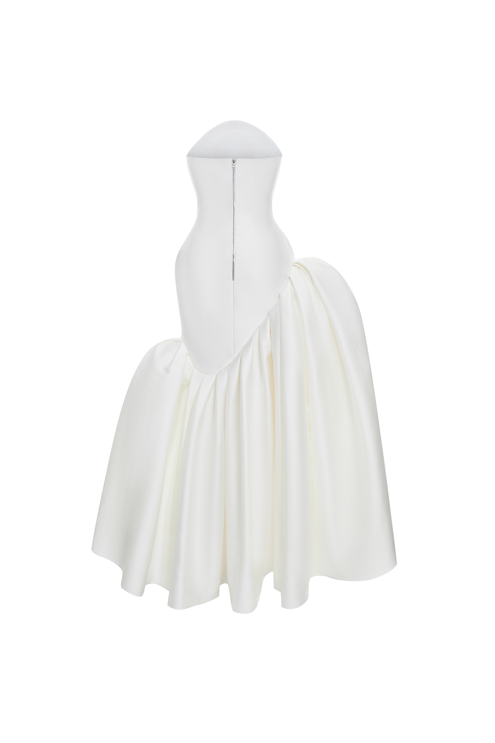 Asymmetric structured satin corset maxi dress