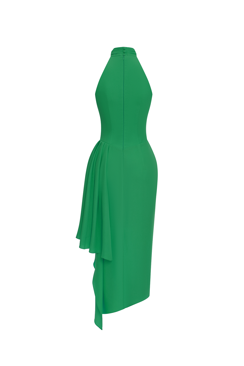Viscose crepe midi dress with draping