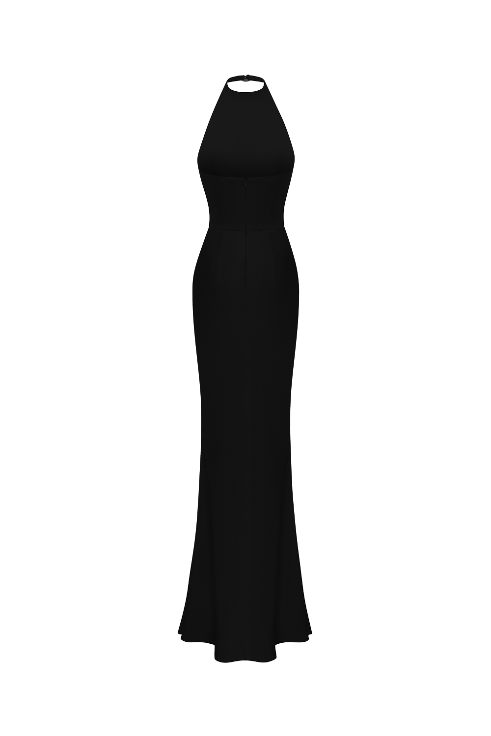 Viscose crepe maxi dress with train