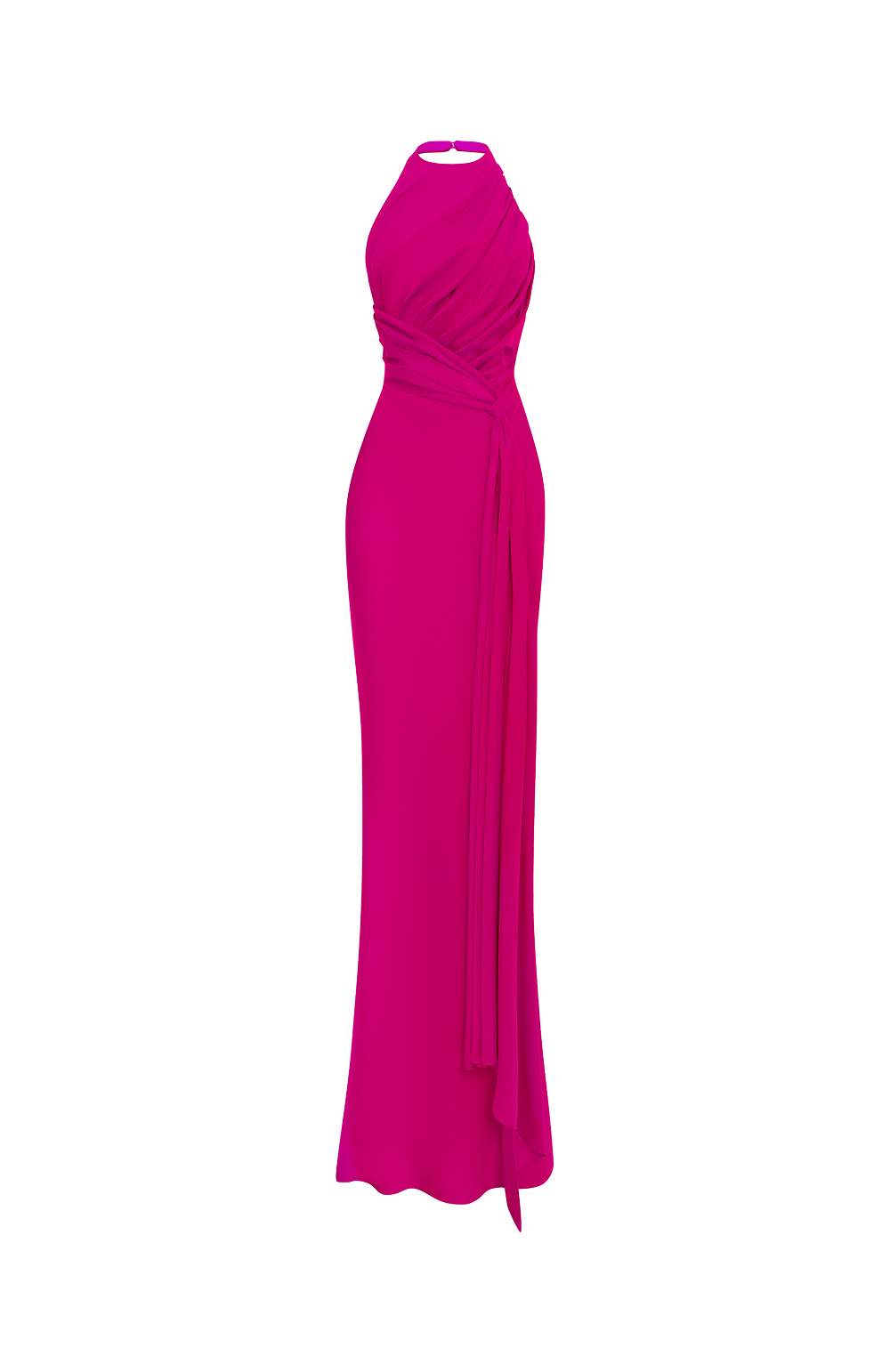 Viscose crepe maxi dress with train