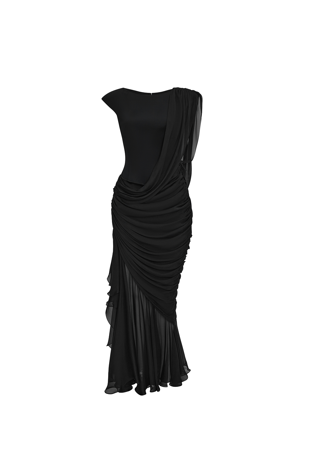 Viscose and silk maxi dress with open back