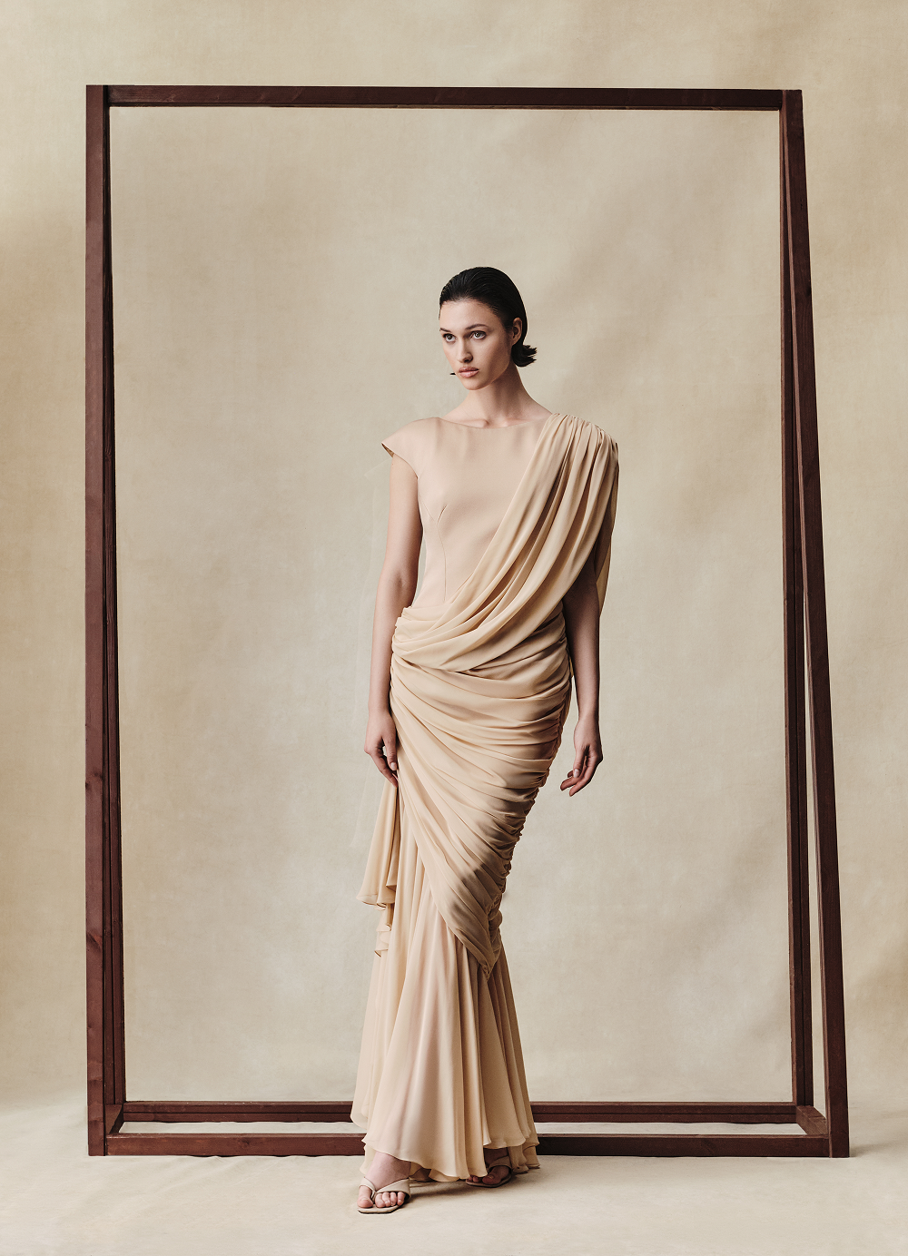 Viscose and silk maxi dress with open back