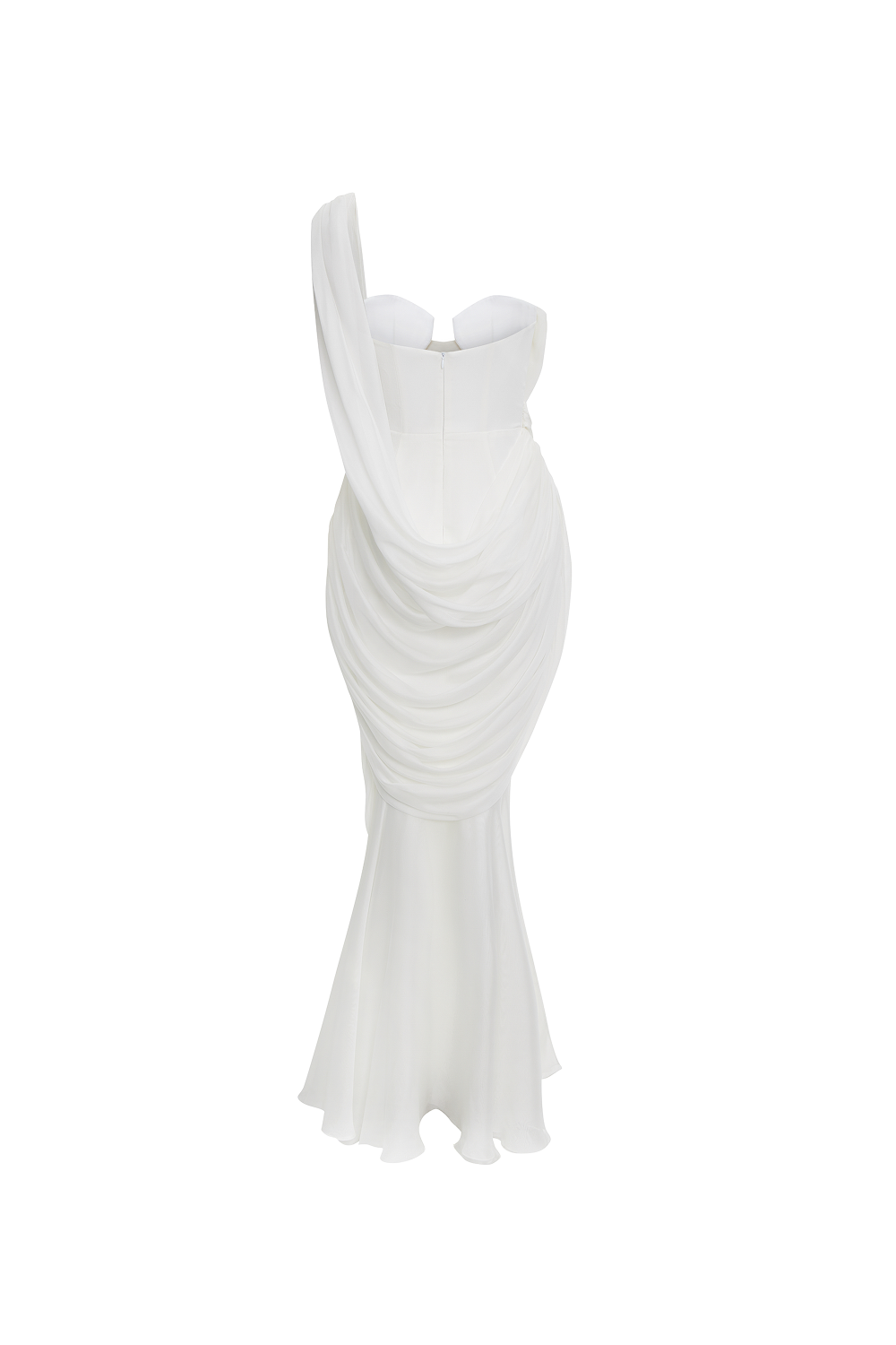 Viscose and silk corset maxi dress with draping – Rasario