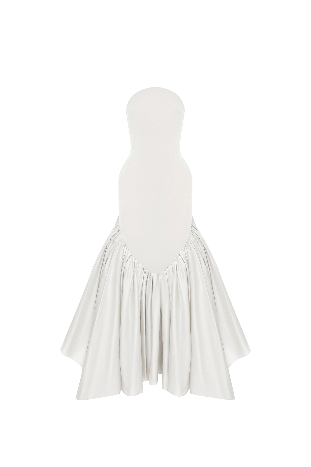 Viscose and silk corset maxi dress with ruffles