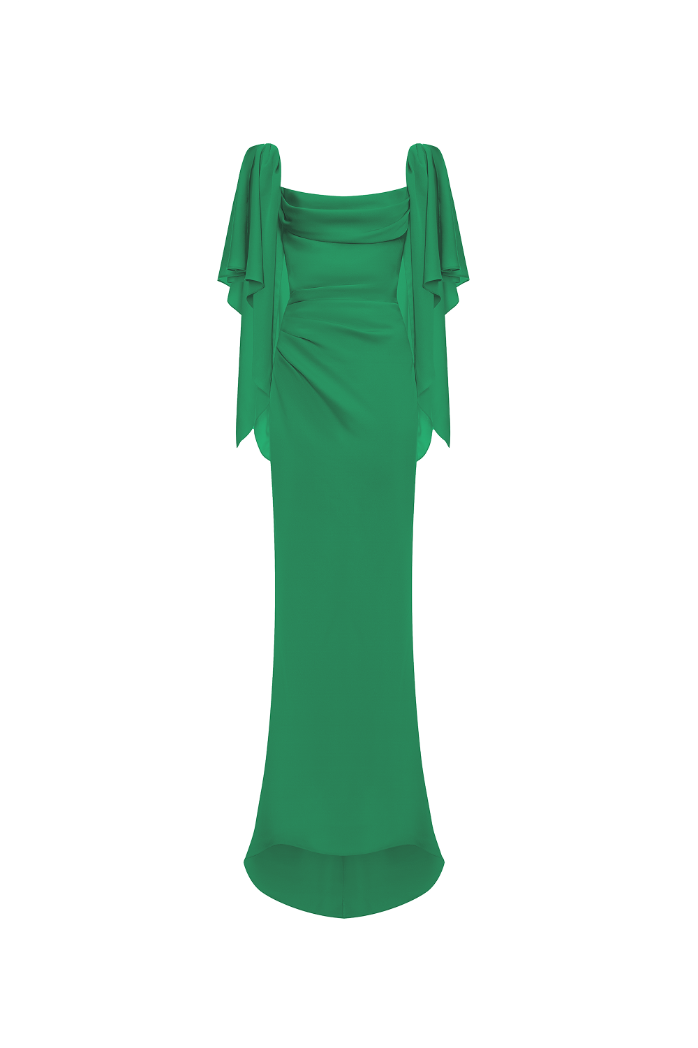 Viscose crepe maxi dress with draping and open back 46 (FR) / Green Viscose crepe maxi dress with draping and open back 46 (FR) / Green