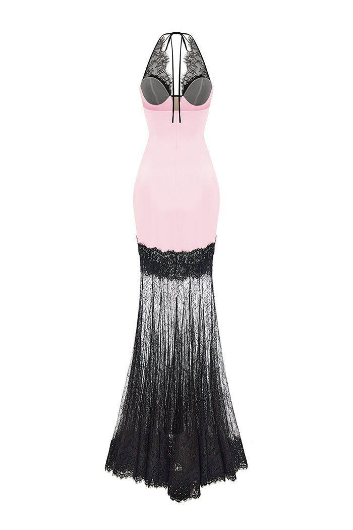 Satin and lace maxi dress – Rasario