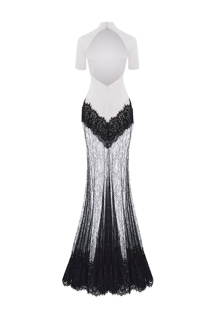 Satin and lace maxi dress – Rasario