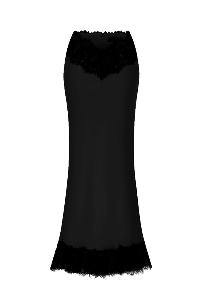 Satin and lace maxi skirt – Rasario