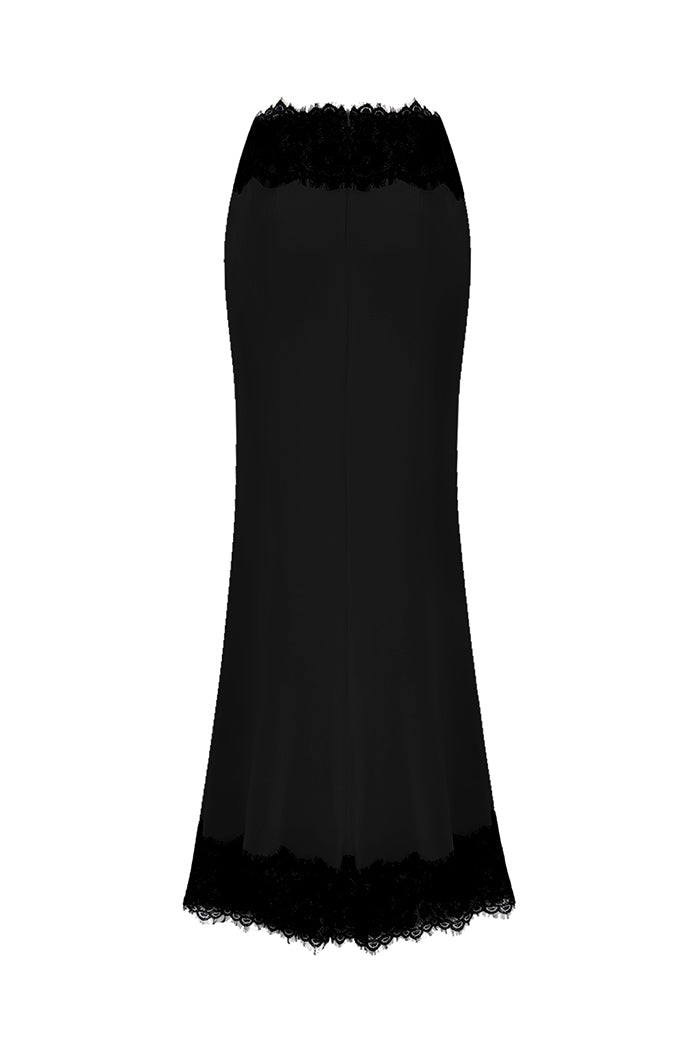 Satin and lace maxi skirt – Rasario