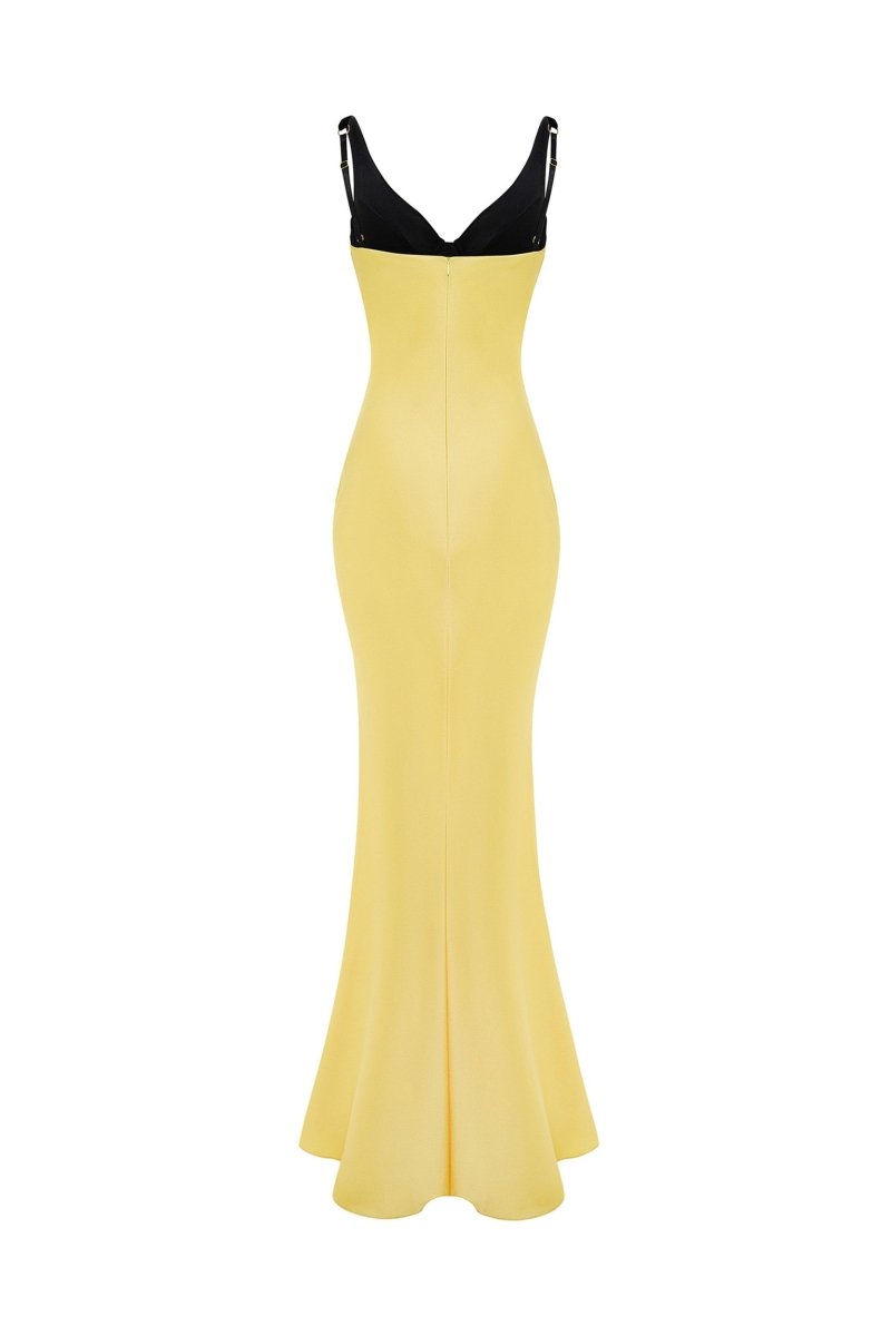 Satin and velvet draped maxi dress – Rasario