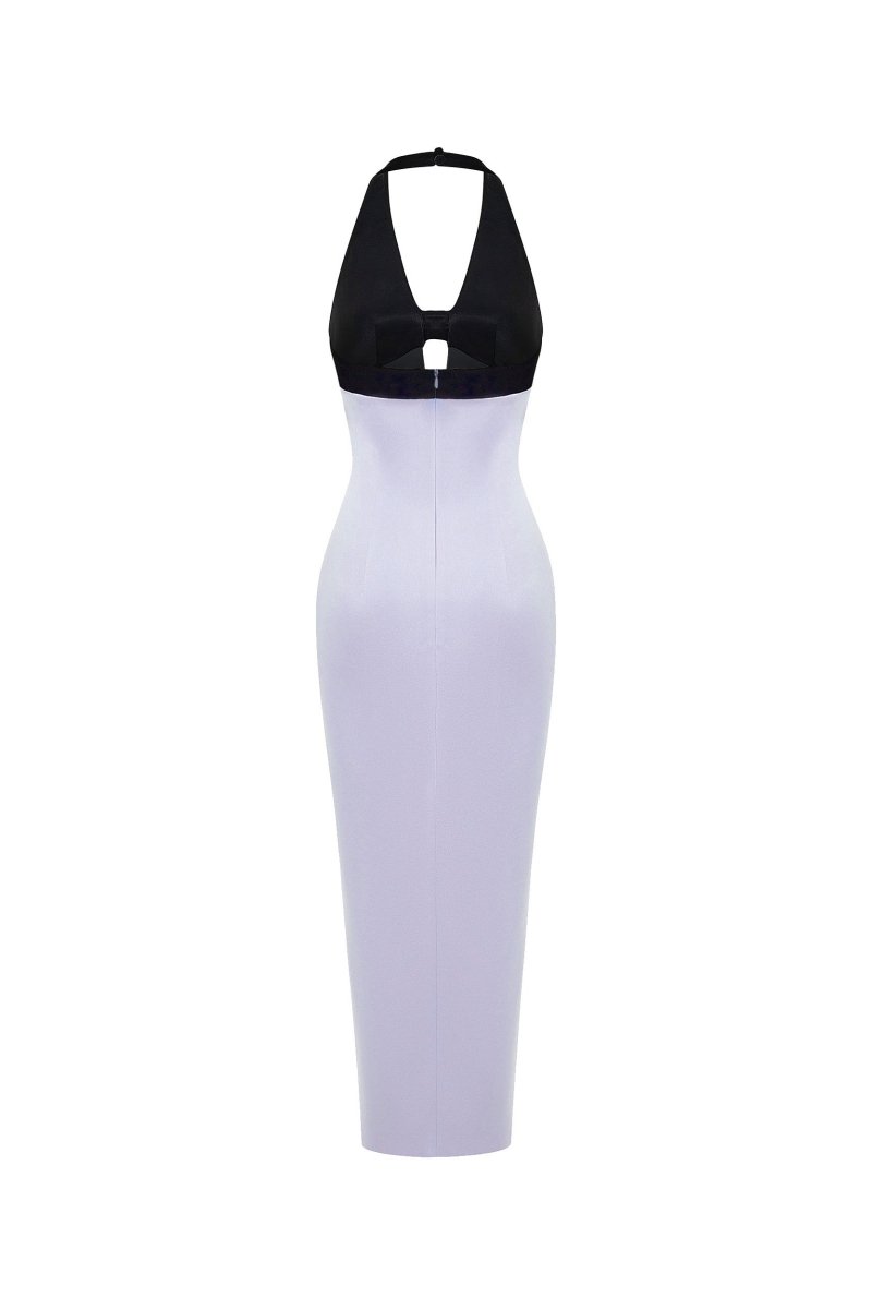 Satin and velvet midi dress – Rasario