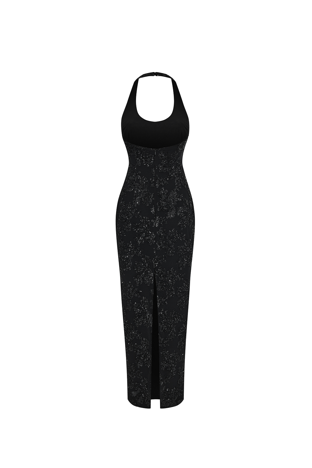Sequin chiffon midi dress with halter neckline – Rasario